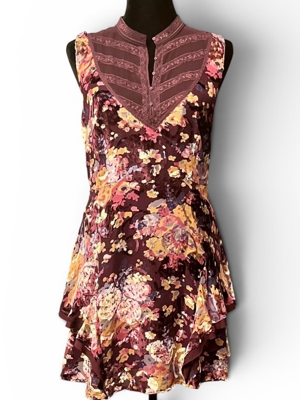 Free People Falling Leaves Burnout Velvet Mini Dress 12